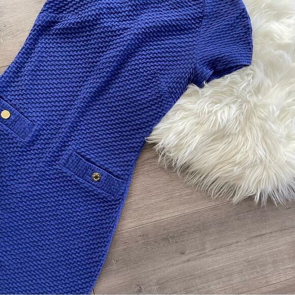 Lilly Pulitzer Coco Textured Indigo Cap Sleeve Sheath Dress - Picture 4 of 9